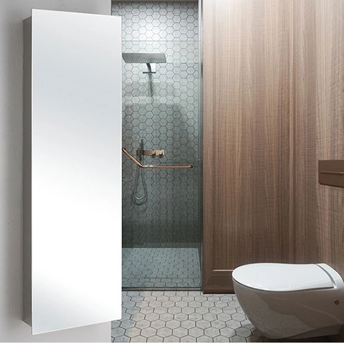 Stainless Steel Cabinets Single Door Tall Bathroom Medicine Mirror Cabinet Living Room Bathroom Vanities