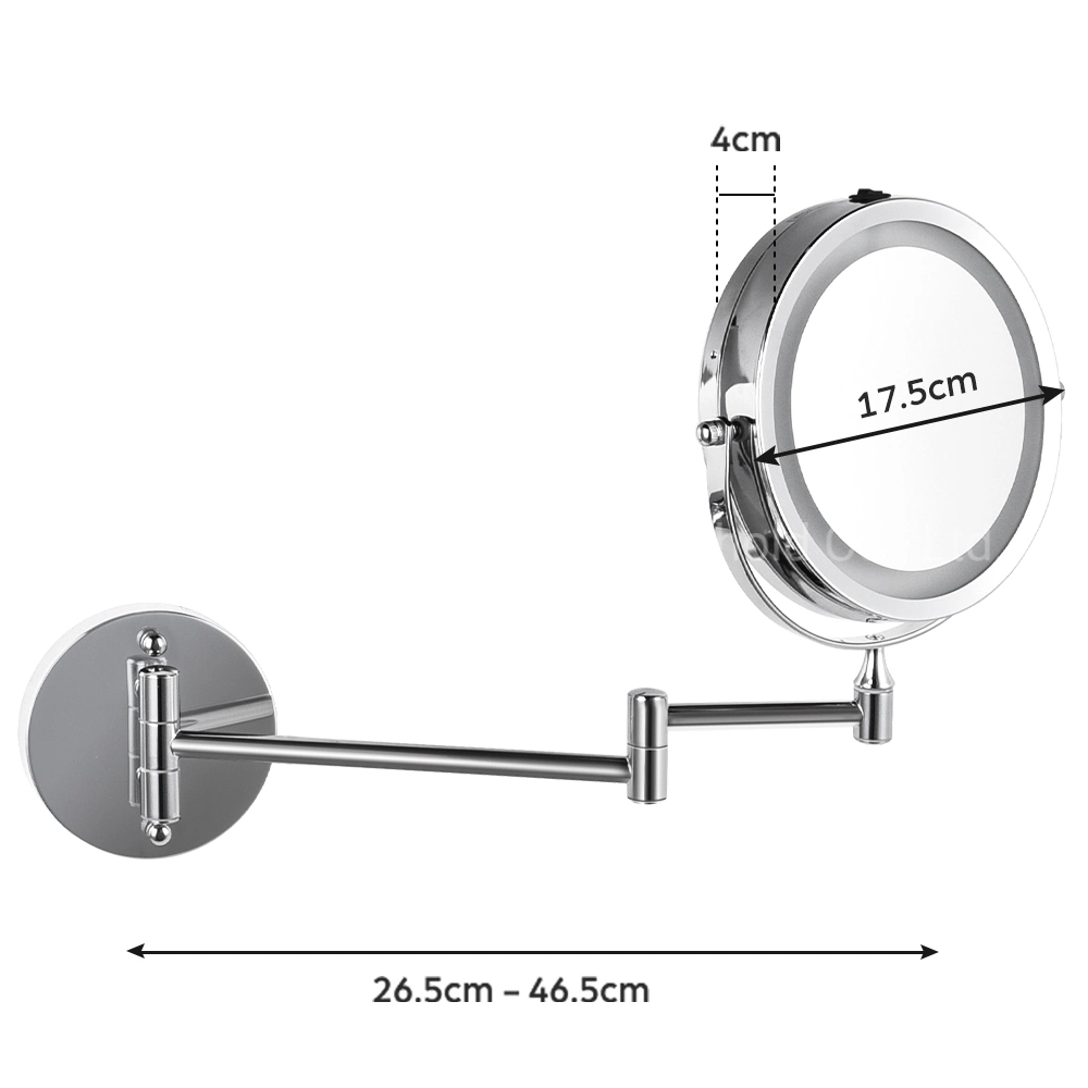 Double Sided Round Vanity Light up Wall Mounted Makeup Mirror with 1X/10X Magnification