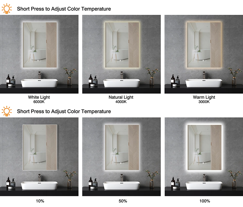 Ortonbath Backlit 24 Inch LED Mirror Acrylic Bathroom Mirror with Lights Anti Fog Lighted Dimmable Mirror