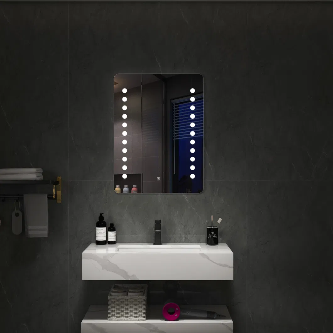 New Design Wall Mounted Hotel Home Decoration Mirror Bathroom Mirror LED Mirror with Defogger and Touch Sensor