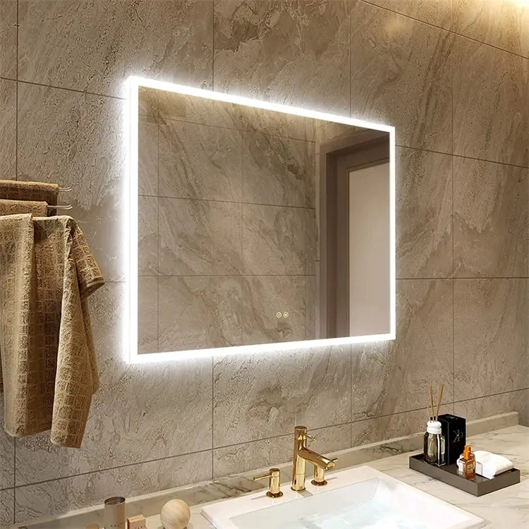 Factory Customized Illuminated Rectangle Smart Bathroom Mirror with LED Light up