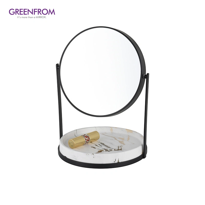 Desktop Mirror Rotating Dresser with Storage Tray Cosmetic Mirror