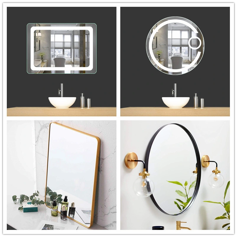 Factory Wholesale MDF Aluminum Metal Frame Vanity Cosmetic Bathroom Furniture Home Decor Hotel Room Wall Mirror Wasahroom Shaving Dressing Makeup Framed Mirror