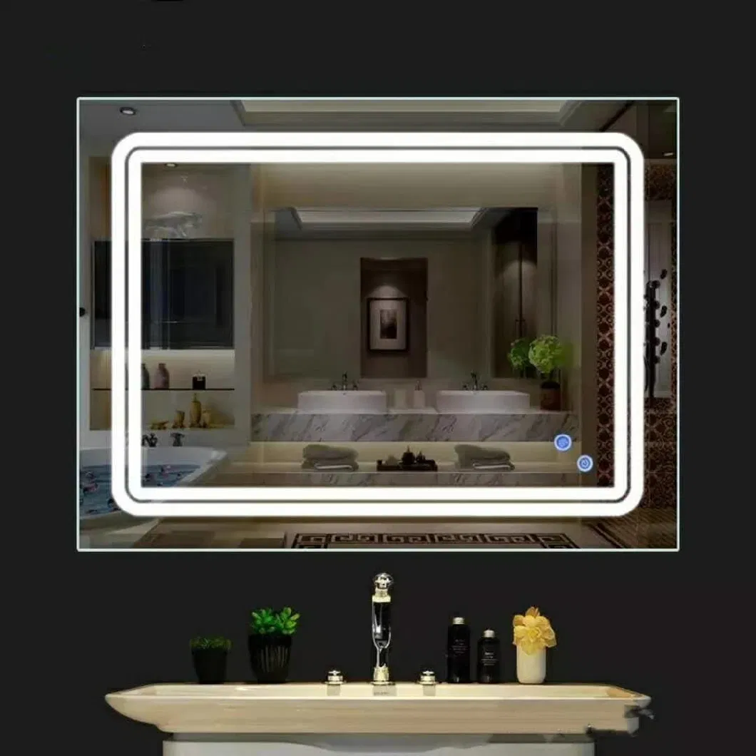 Backlit LED Bathroom Mirror with Small Round Safe Corner