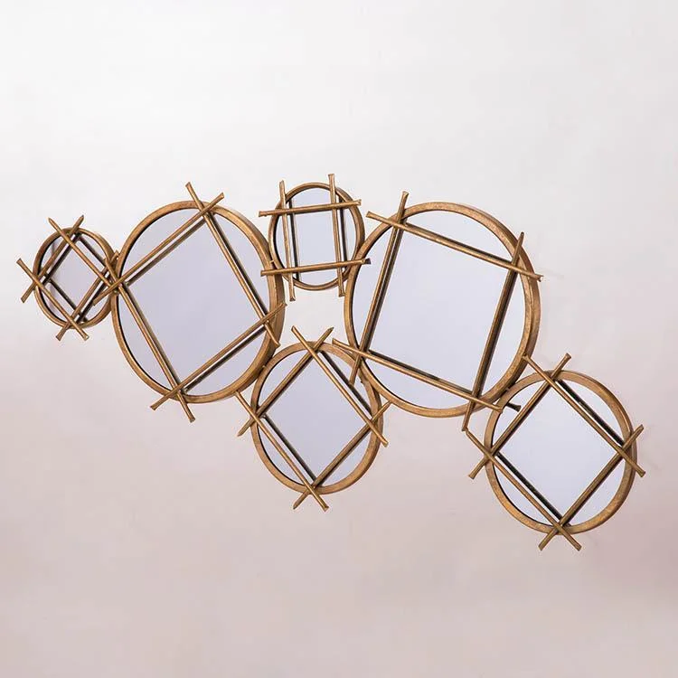 Modern Luxury Wall Hanging Mirror Wrought Iron Creative Metal Flower Decorative Mirror