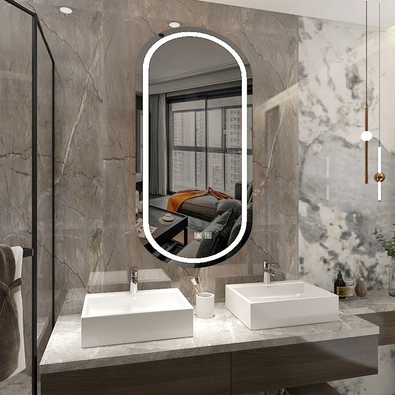 Novel Design Unique Irregular Shaped Bathroom Decorative Wall Mirror with LED Light