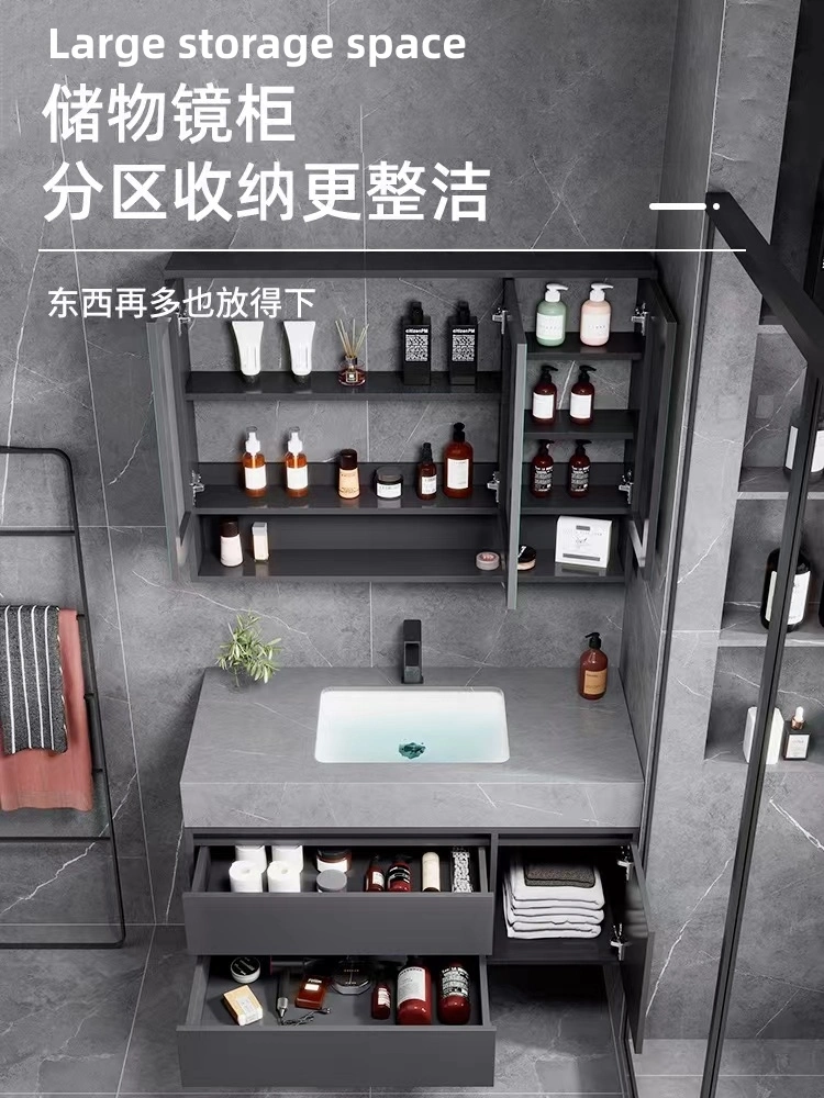 New Design Bathroom Vanity Sets Wooden Panel Bathroom Cabinet with Mirror Black Wall Mounted Mirrored Bathroom Vanity Cabinets