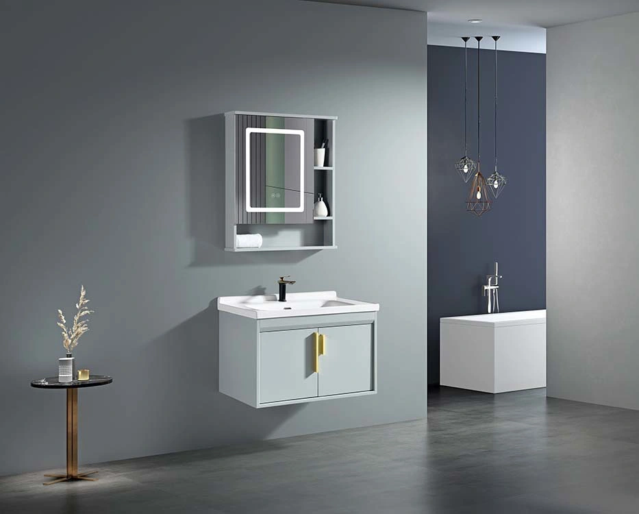 New Design Nordic Bathroom Cabinet Set Aluminum Bathroom Vanity Cabinet with Wash Basin Combo &amp; Mirror
