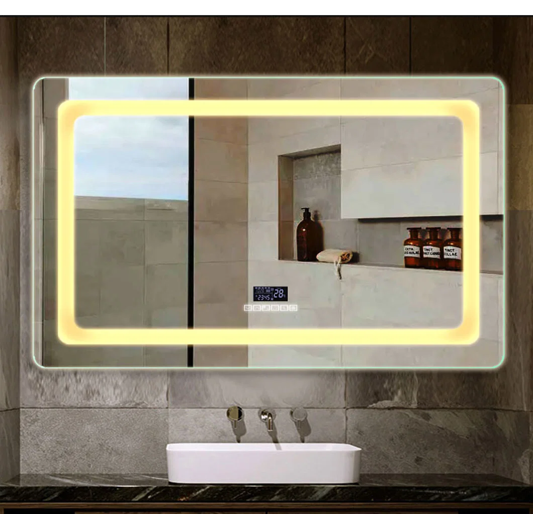 Smart Touch Home LED Mirrors Bathroom Makeup Round Wall Mirror with Aluminum Frame