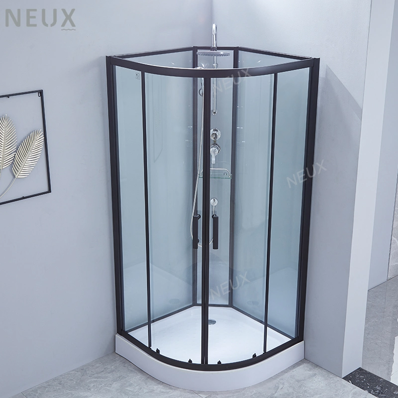 Wholesale Bathroom Sector Corner Glass Sliding Door Shower Cabin with Tray