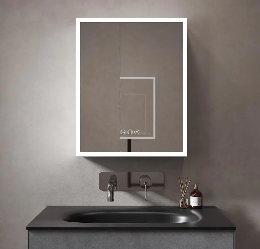 Aluminium Advanced Design LED Illuminated Bathroom Accessories Vanity Bluetooth Furniture Lighted Medicine Mirror Cabinet