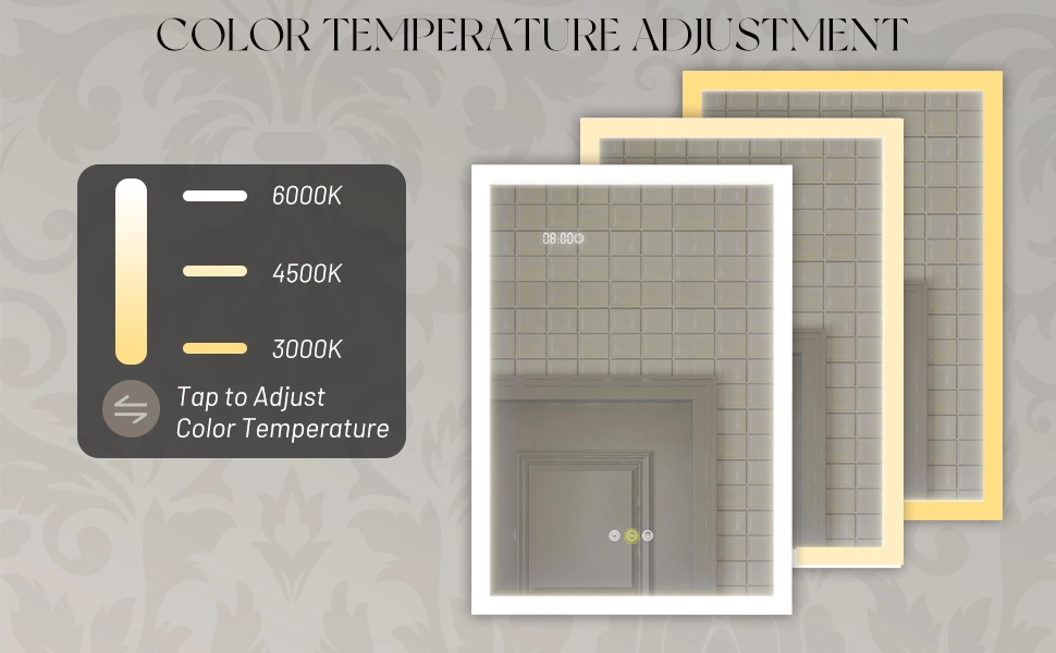 Bathroom Medicine Cabinet with Lights, LED Medicine Cabinet with Mirror, Defogger, Dimmer, Digital Clock &amp; Temp Display, Surface Mount