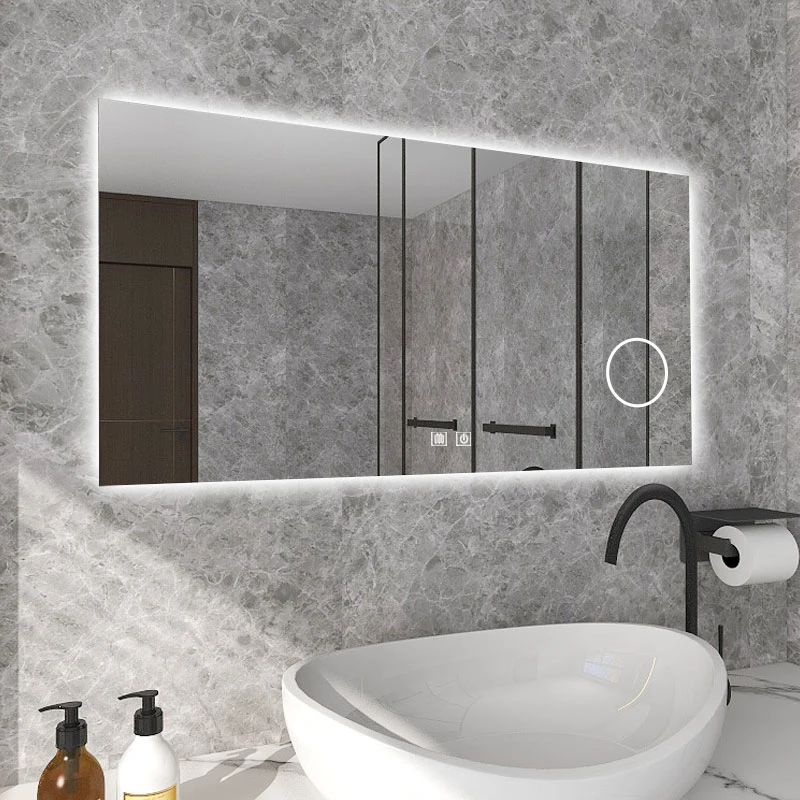 Good Quality LED Bathroom Mirror with Touch Switch and Clock Wall Mounted Anti Fog Mirror LED Mirror