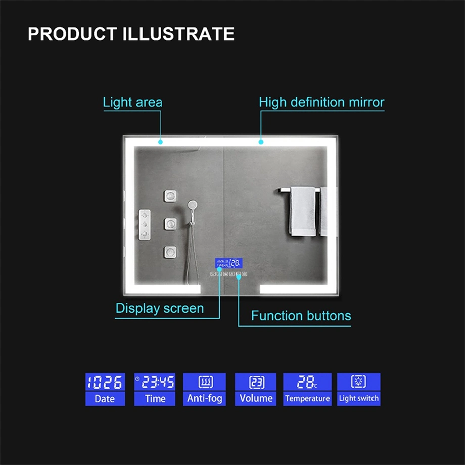 Customize Bathroom Intelligent LED Mirror with LED Lights for Wholesale