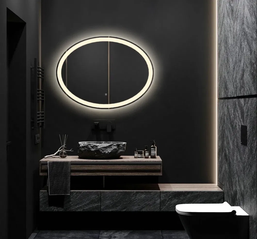 Bath Home Smart Wall Mounted Non-LED Mirror Oval Shape Bathroom Designer Art Mirror