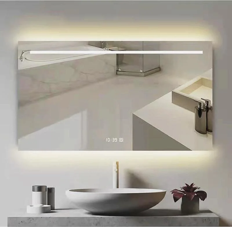 Home Bathroom/Toilet Decor Make-up Wall Mounted Furniture LED Mirror with Storage Shelf