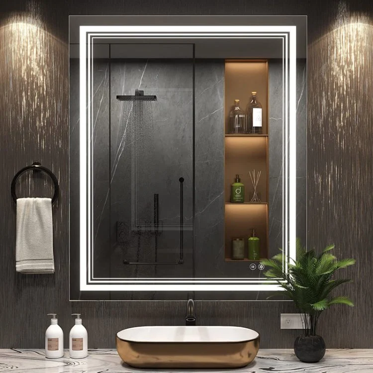 Manufacturer Wholesale Wall Mounted Brightness Control Anti-Fog Smart LED Illuminated Bathroom Mirror