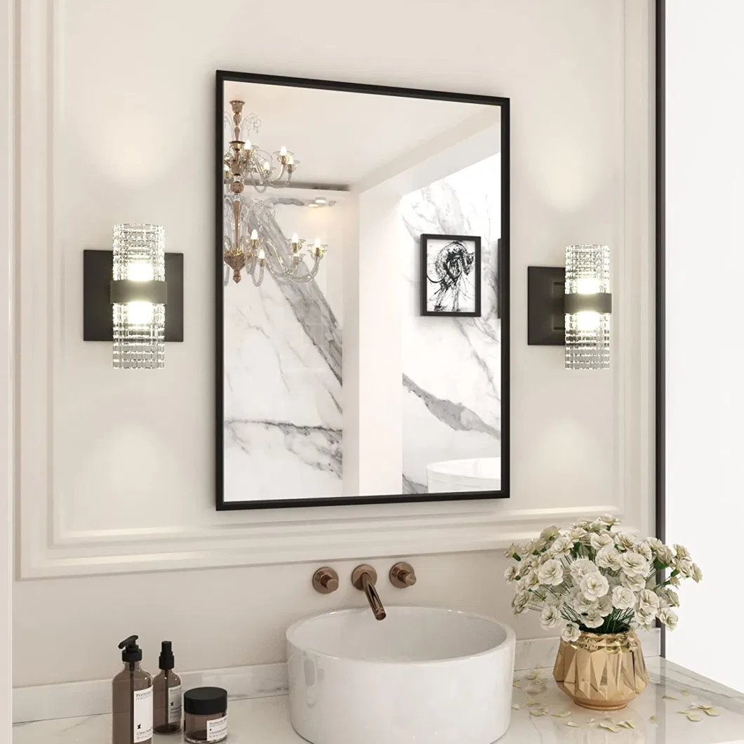 Customization Large Rectangle Black Gold Silver Metal Framed Wall Mirror with Bathroom Mirror