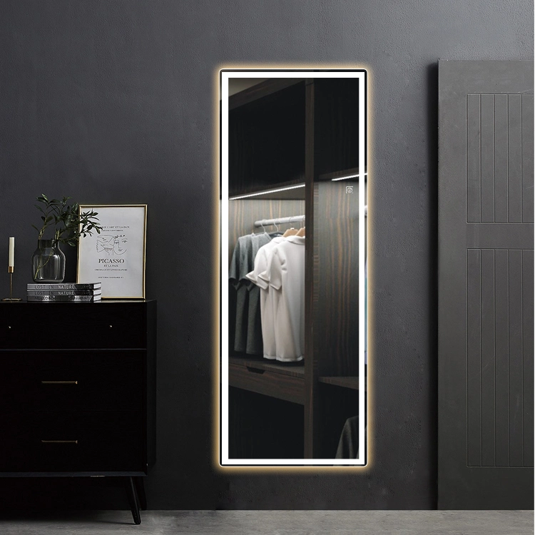 Factory Full Body Wall Mounted Fitting Room LED Lighted Mirror with Touch Switch