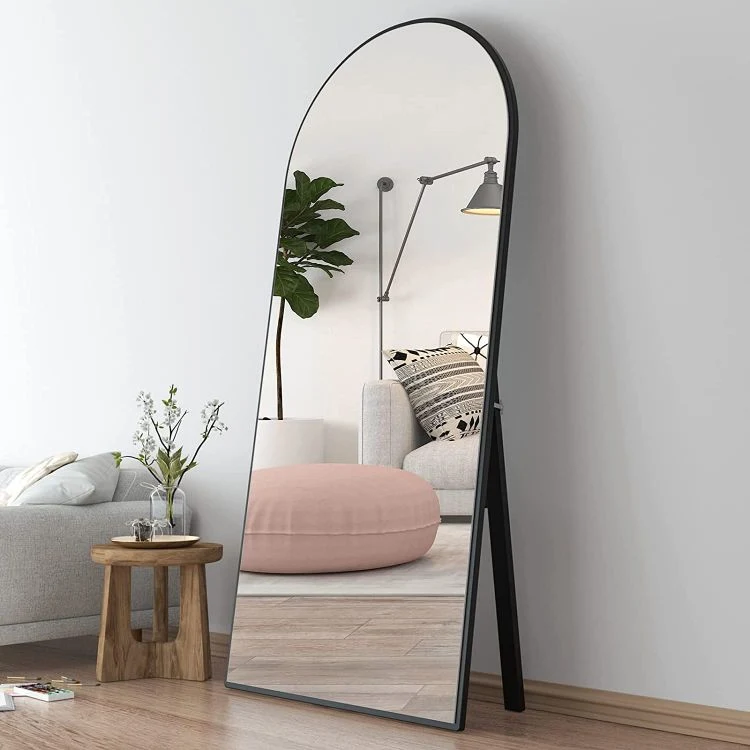 Wall Hanging Full Length Body Mirror Oval Track Gold Dressing Mirror Metal Frame Nordic Long Arch Mirror for Bedroom