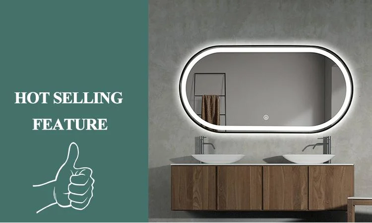 Infinity Defogger Swtich Mirror Bathroom Furniture Oval LED Mirror Framed Mirror for Home