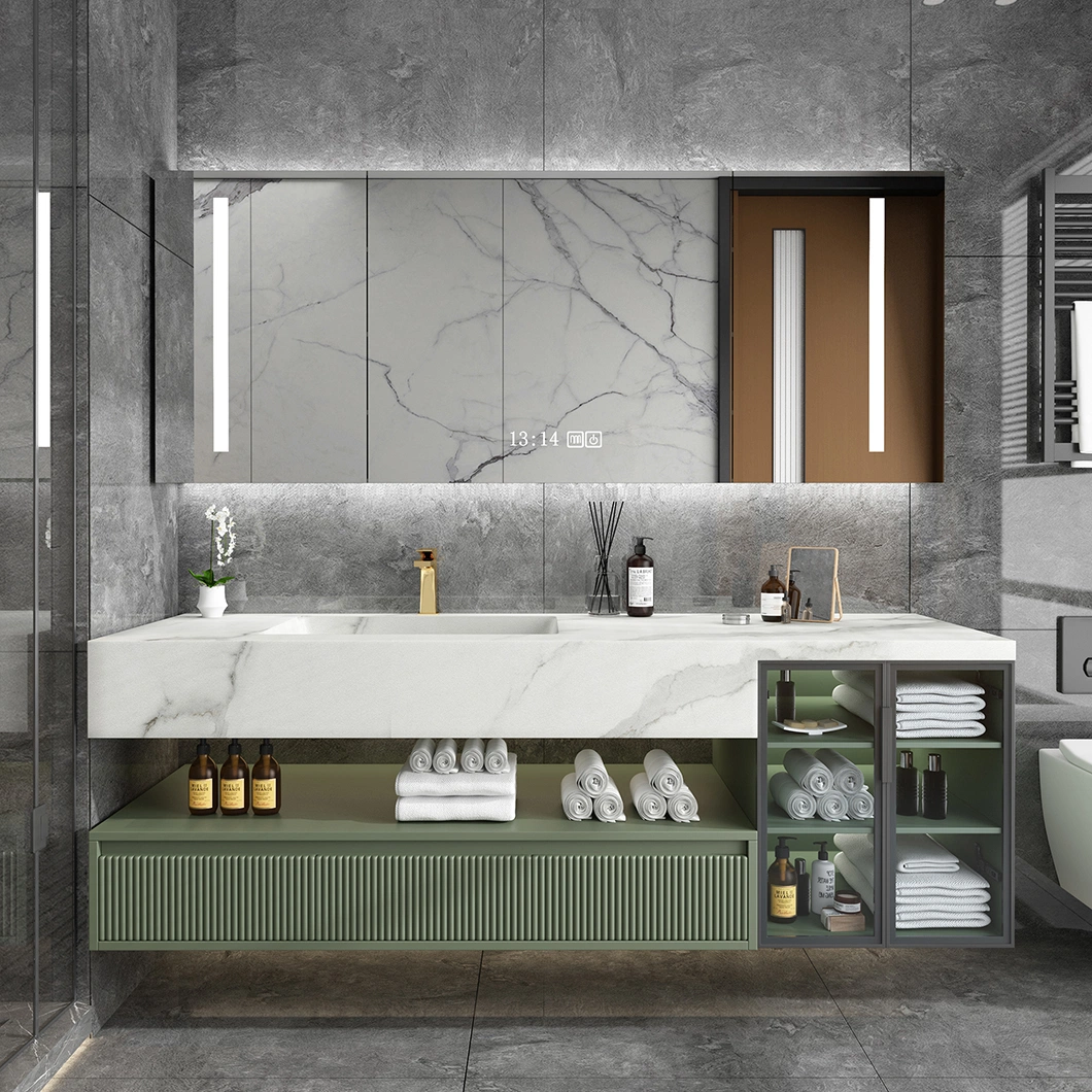 2022 New Design Bathroom Cabinet Waterproof Medicine Cabinet Marble Bathroom Mirror Cabinet