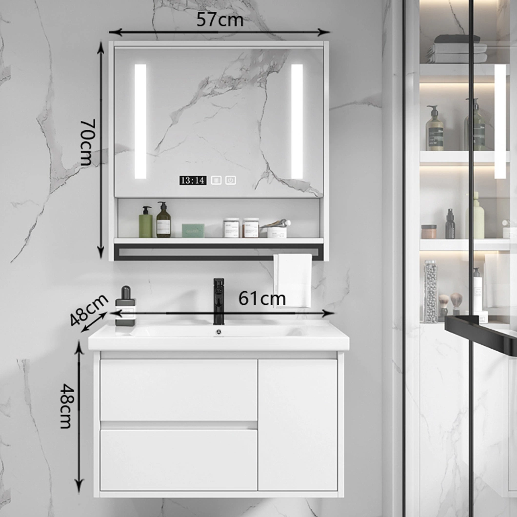 Modern White Wall Mounted Waterproof Medicine Cabinet Bathroom Oak Dressing Cabinet with Mirror Cabinet