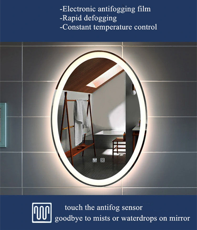 Bath Home Smart Wall Mounted Non-LED Mirror Oval Shape Bathroom Designer Art Mirror