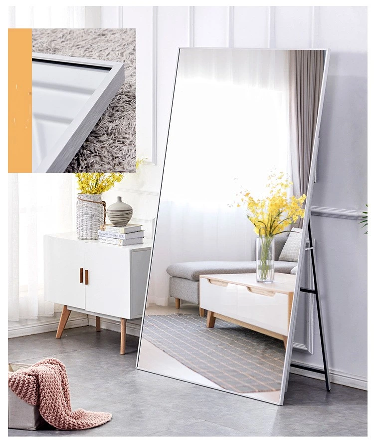 Thin and Tall Mirror with Aluminum Alloy Frame Clothing Store Makeup Mirror