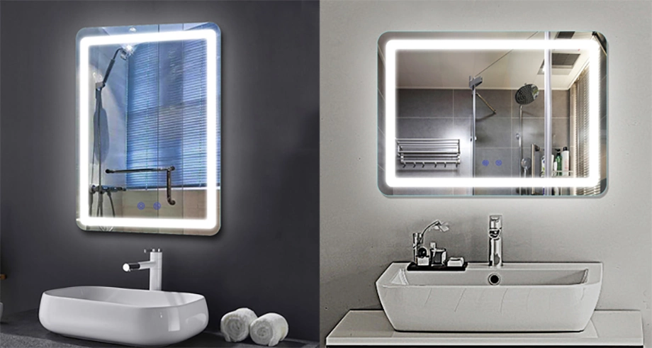 Fogless Time Temperature Display LED Touch Screen Bathroom Mirror Manufacturer