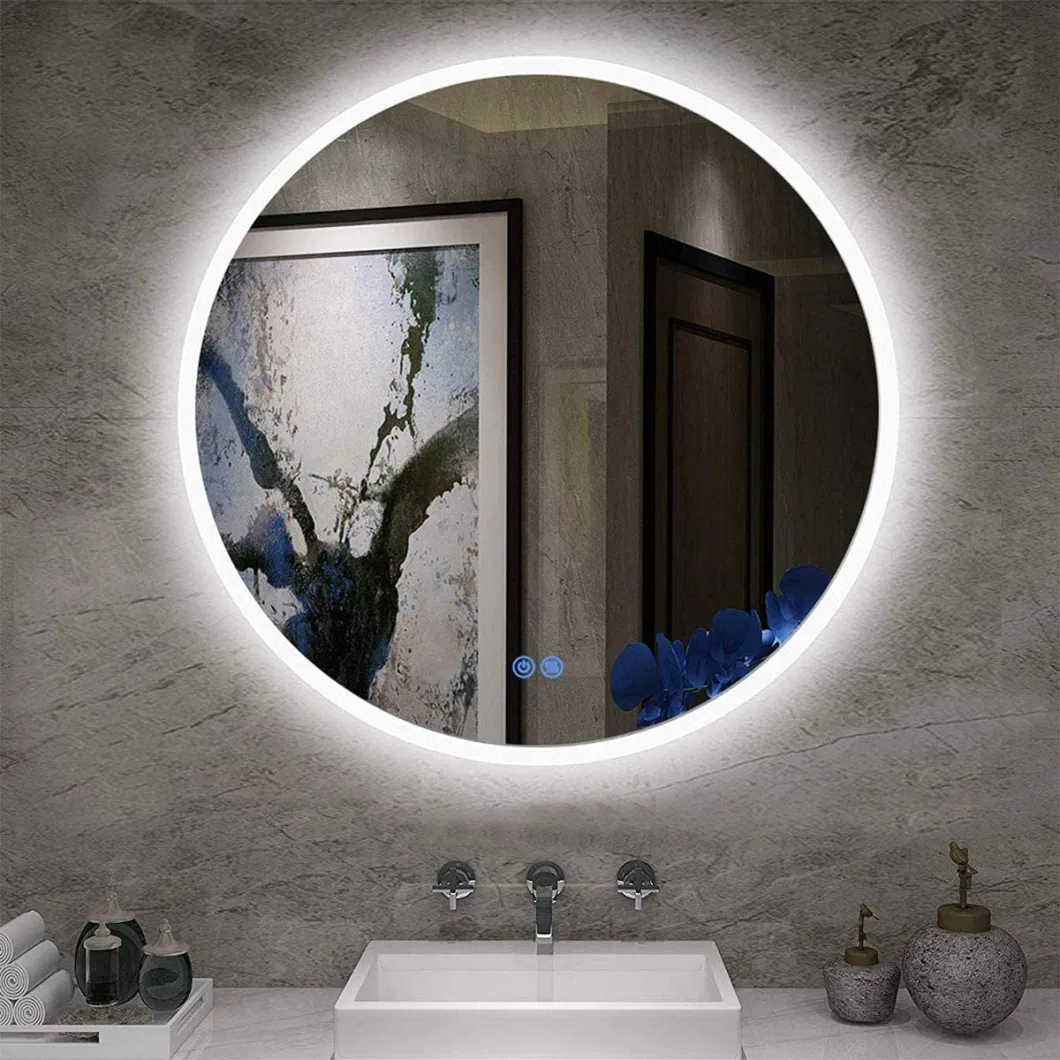 ORTONBATH Rectangular Backlit Frameless Wall Hung Large Bathroom Vanity Mirrors Hollywood Gold Makeup LED Arch Long Bath Mirror with LED Lights