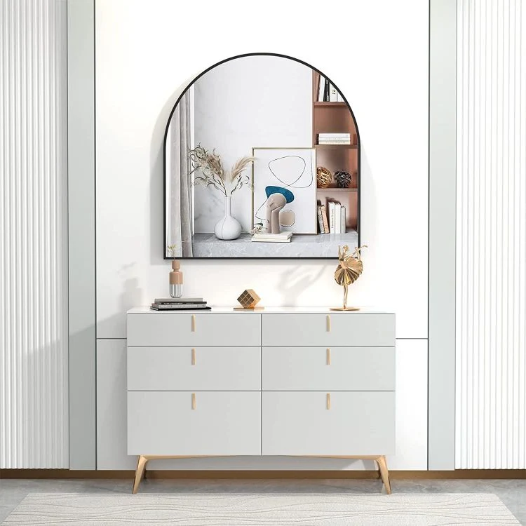 Explosion-Proof Large Wall Mirrors Full Length Body Bedroom Aluminum-Framed Floor Standing Dressing Gold Mirror