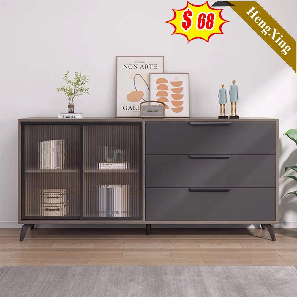 Newest Design Grey 4 Drawers Double Doors 80cm 100cm 120cm Table Metal Legs Vintage Sideboard