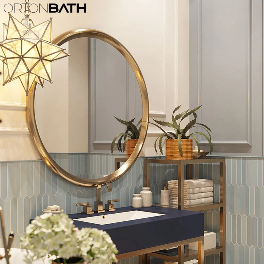 Ortonbath Large Round Gold Sunburst Flower Large Mirror Wall Circle Mirrors for Wall Mounted Mirror for Living Room,Washroom, Entryways,Bathroom Make up Mirror