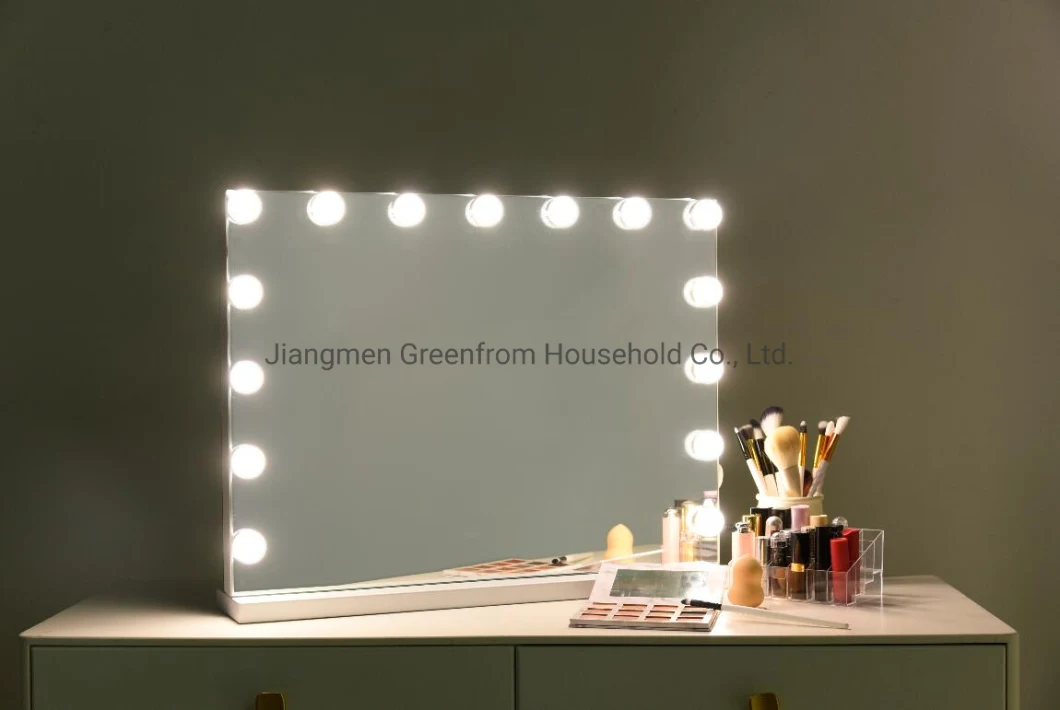 Hot Selling 15 Light Bulbs LED Mirror Hollywood Makeup Mirror with USB Phone Charging