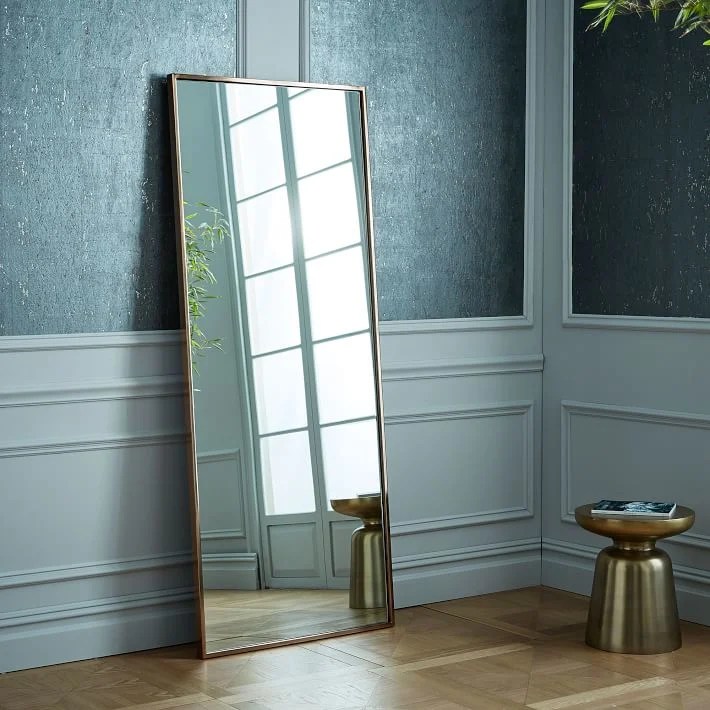 Rectangle Arch Framed Aluminum Alloy Dressing Free Standing Floor Mirror