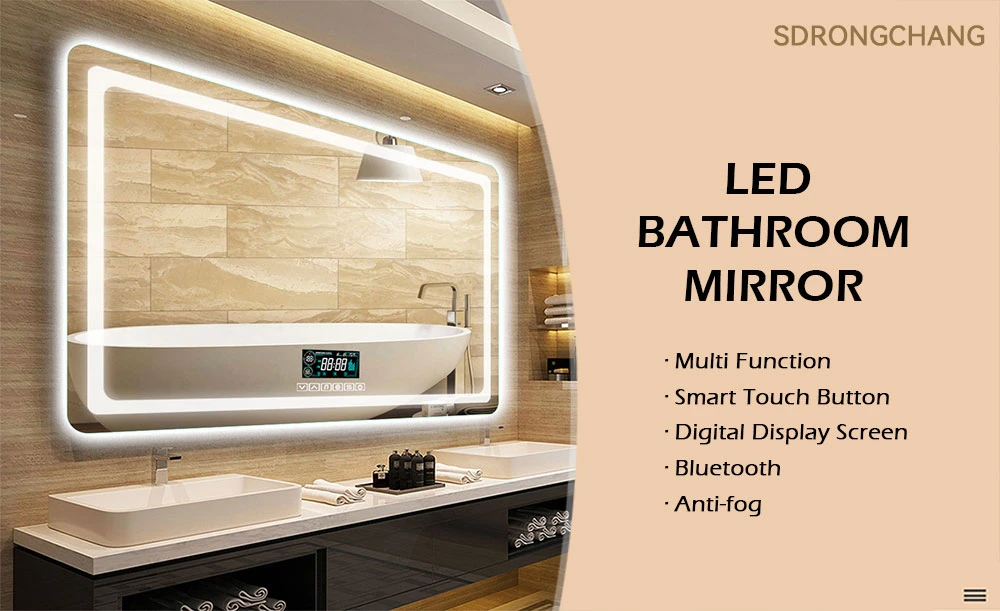 Multi Functions Anti-Fog Smart Touch Dimmer Wall LED Light Vanity Bathroom Mirror LED Magic Mirror Bathroom Smart Mirror