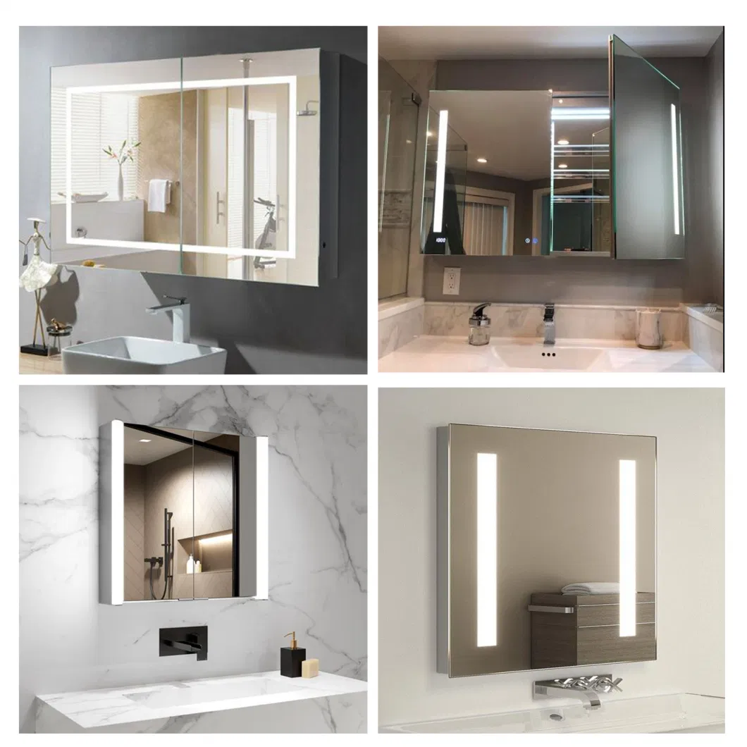 Home Furniture Kitchen Bathroom Recessed Surface Mount Frameless LED Mirror Medicine Cabinet with Defogger