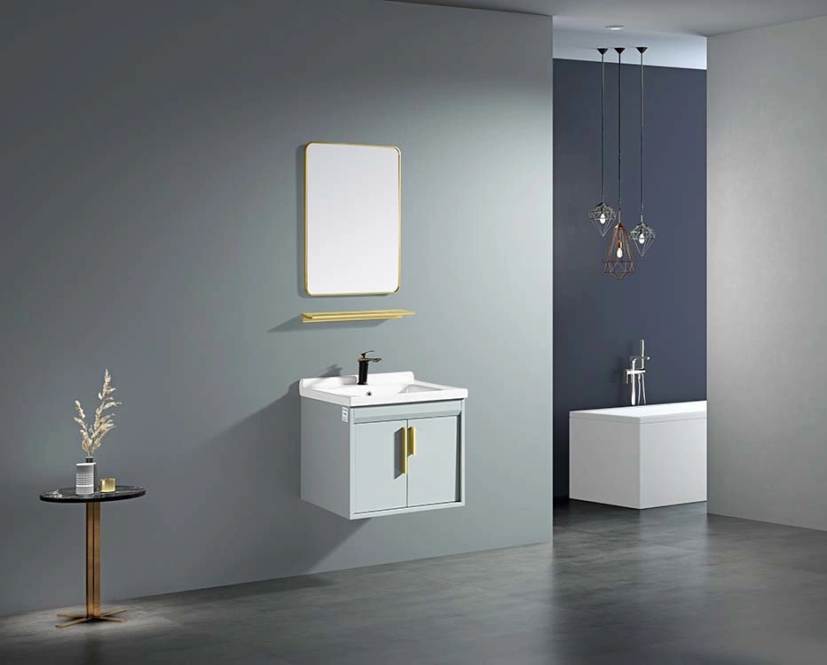 New Design Nordic Bathroom Cabinet Set Aluminum Bathroom Vanity Cabinet with Wash Basin Combo &amp; Mirror