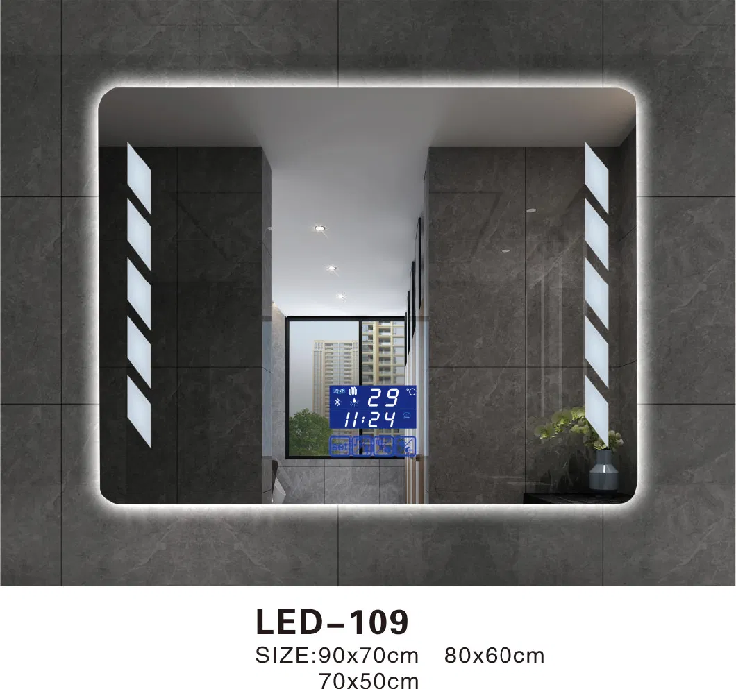 China Factory OEM ODM LED Mirror Square Rectangular Intelligent Bathroom Cosmetic Mirror