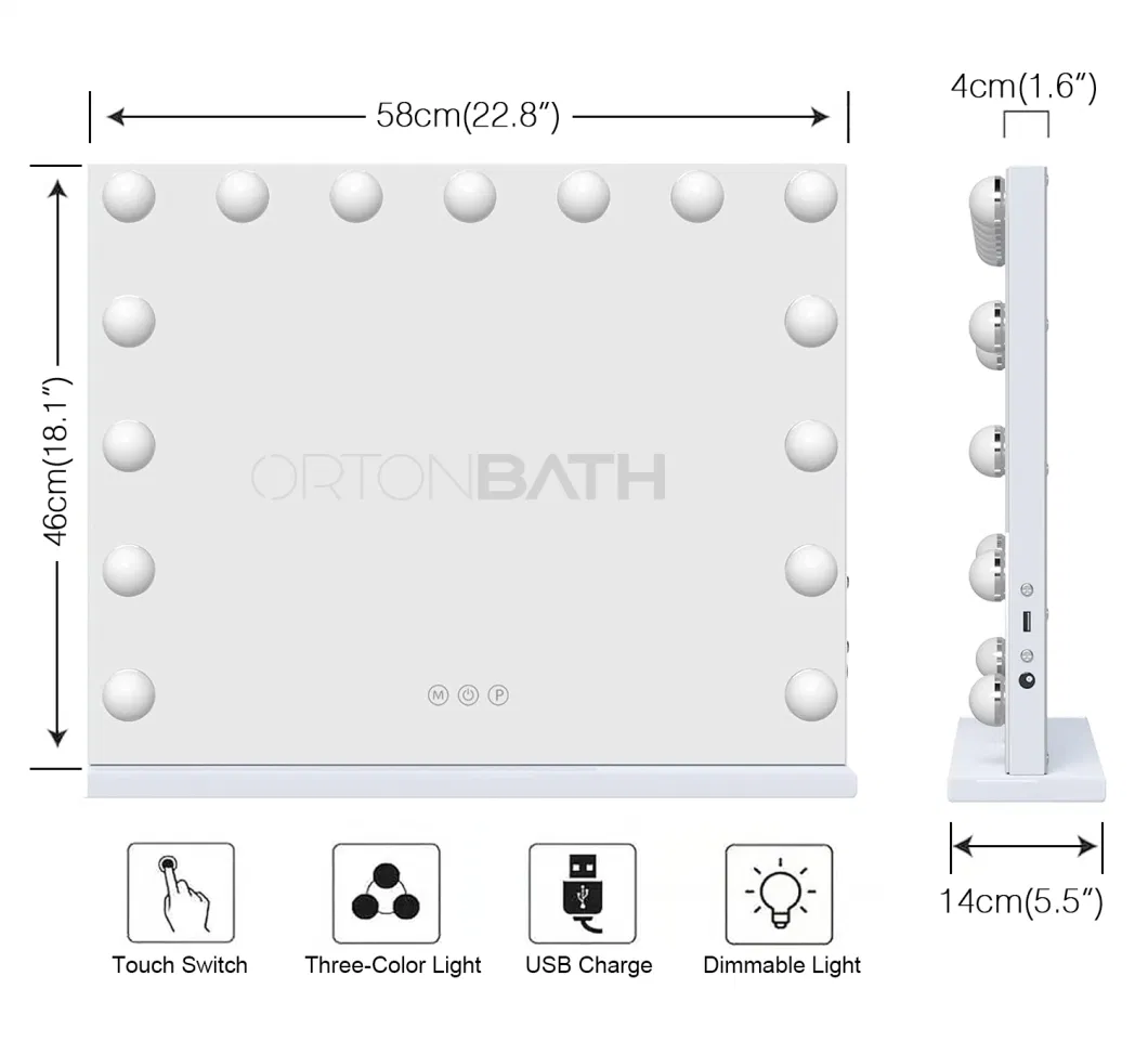 Ortonbath1 Vanity Mirror with Lights Lighted Makeup Mirror With10 LED Bulbs Plug in Light up Makeup Mirror with Lights 360 Rotation with 10X Magnifying Mirror