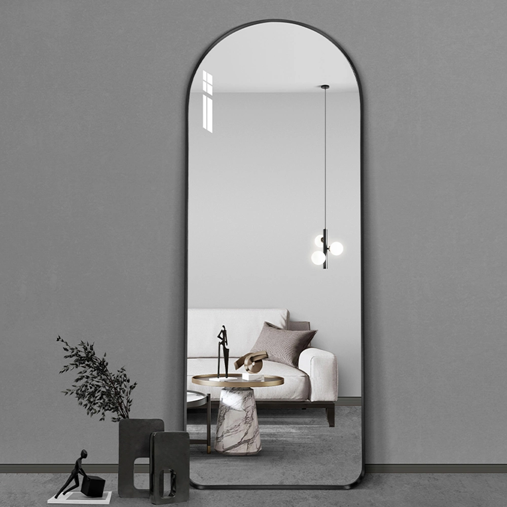 Deep Frame Arched Full Length Mirror Floor Mirrors with Aluminum Alloy Frame Wall-Mounted Full Length Body Mirror