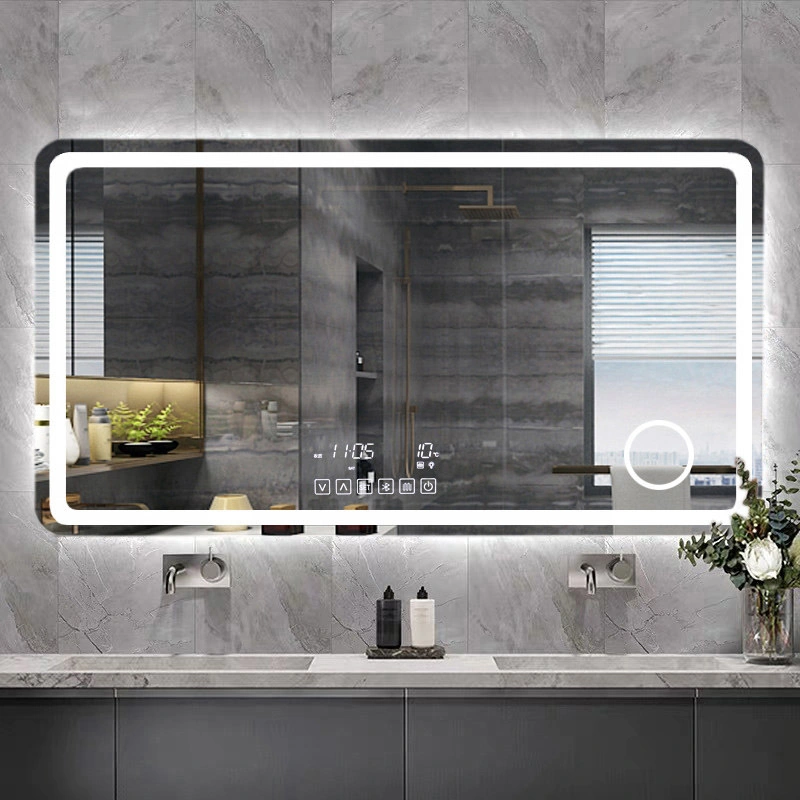 Mart LED Bathroom Mirror Touch Frame Circle Mounted Bathrooms Wall Mirrors