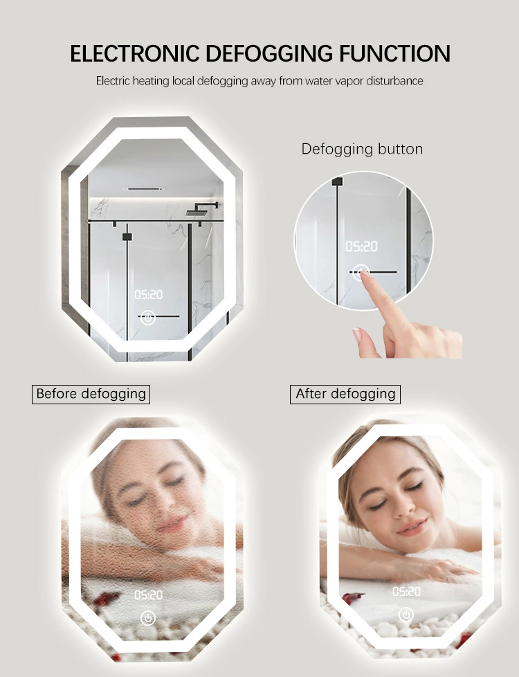 The Newest LED Mirror Makeup LED Mirror Clock Mirror with LED