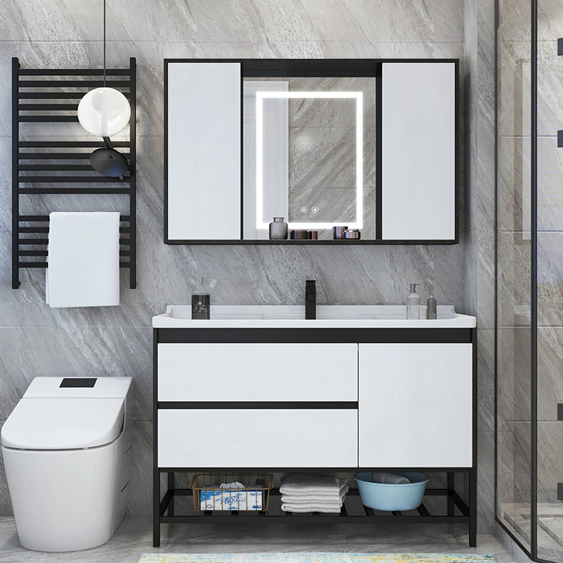 Modern Wall Mounted Wooden Bathroom Cabinets Furniture Sanitary Vanity Vanities LED Mirror Mirrored Medicine Bathroom Cabinet