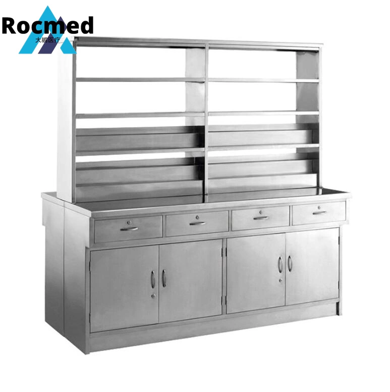 Double Two Side Stainless Steel Hospital Furniture Medical Cabinet, Hospital Instrument Cabinet Glasse Metal Western Medicine Cupboard Medical Cabinet
