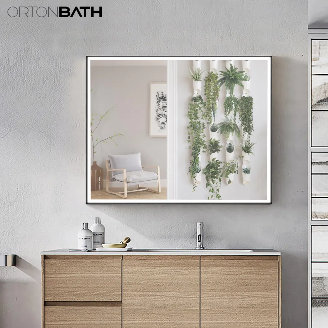 Ortonbath Rectangular LED Bathroom Vanity Mirror, 3 Colors Light Dimmable, Makeup Mirror with Anti-Fog Touch Switch (Front-lit&Backlit)
