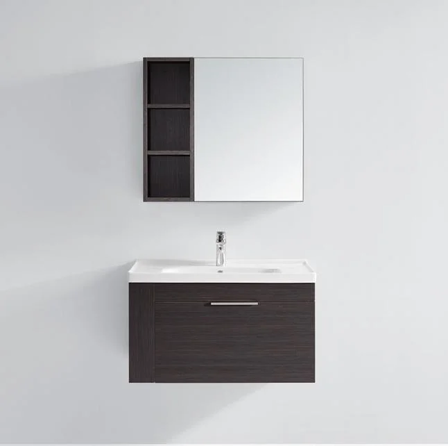 Apartment Solid Wood Wall Mounted Bathroom Vanity Cabinet with Mirror Niche and Under Counter Wash Basin