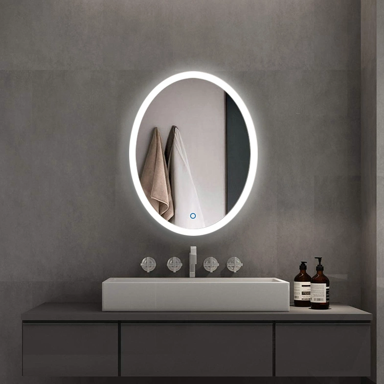 Modern Style Waterproof Time Display Touch Switch Screen Rectangle Wall Mounted Smart Bathroom Toilet Mirror with LED Light