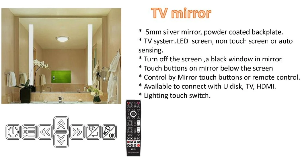 LED Bathroom Mirror TV Magic Wall Mirror Full HD TV
